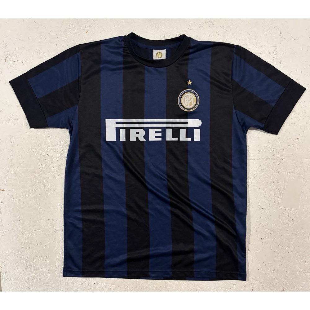 Vintage Inter Milan Javier Zanetti Soccer Jersey Blue Striped Italy Mens Large‎